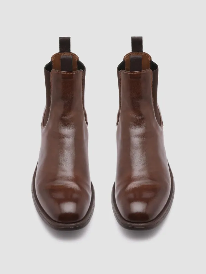 Officine Creative Boots and Ankle Boots CHRONICLE 002 Cigar Brown Leather Chelsea Boots 8211 Men
