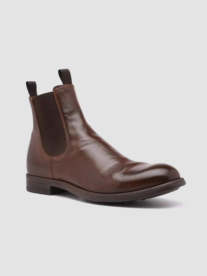Officine Creative Boots and Ankle Boots CHRONICLE 002 Cigar Brown Leather Chelsea Boots 8211 Men