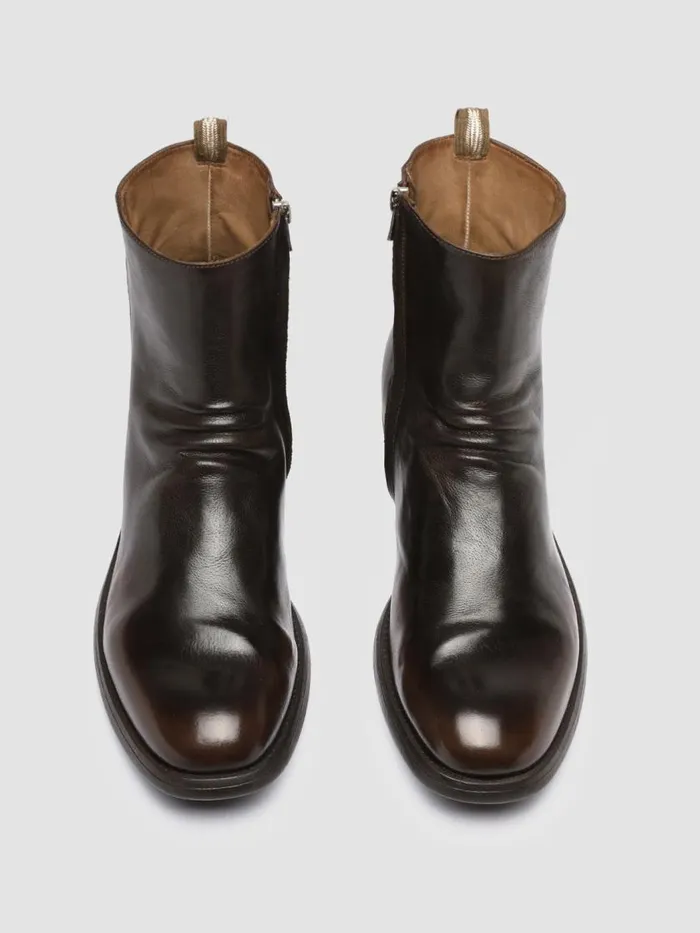 Officine Creative Boots and Ankle Boots CHRONICLE 058 CaffMoro Brown Leather Zip Boots 8211 Men