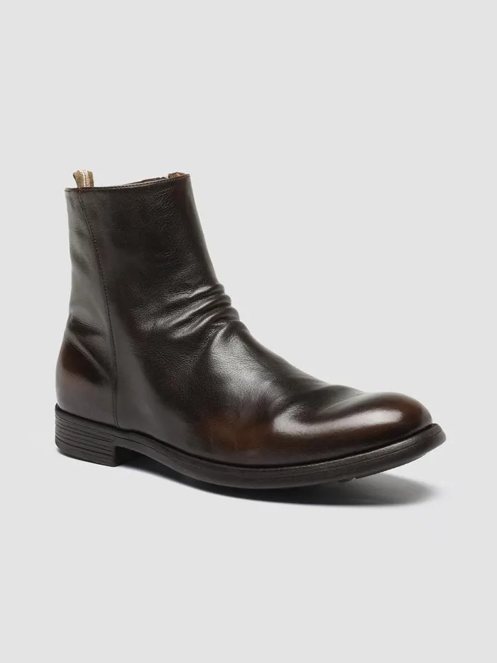 Officine Creative Boots and Ankle Boots CHRONICLE 058 CaffMoro Brown Leather Zip Boots 8211 Men