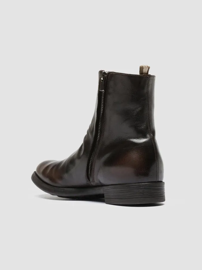 Officine Creative Boots and Ankle Boots CHRONICLE 058 CaffMoro Brown Leather Zip Boots 8211 Men
