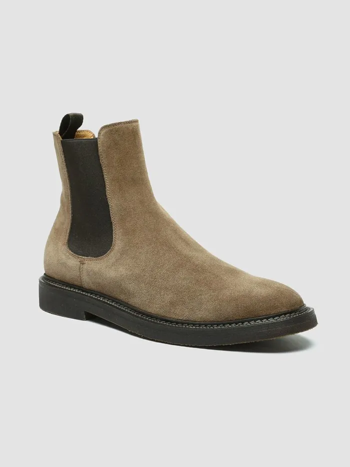 Officine Creative Boots and Ankle Boots HOPKINS FLEXI 204 Tundra Taupe Suede Pull On Boots 8211 Men