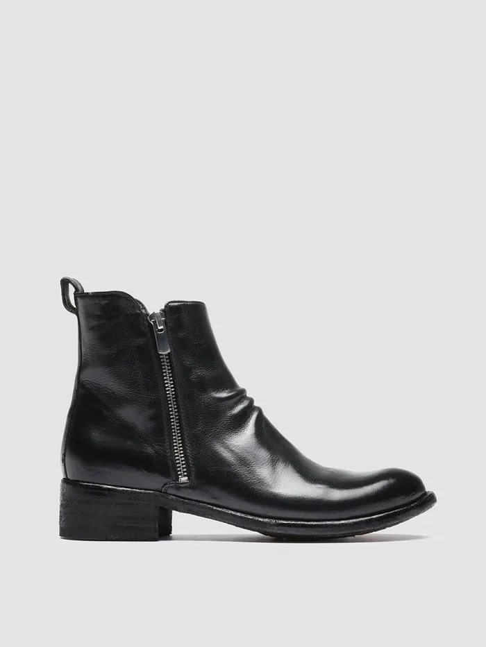 Officine Creative Boots and Booties LISON 040 Nero Black Zipped Leather Ankle Boots 8211 Women Officine Creative Boots and Booties LISON 040 Nero Black Zipped Leather Ankle Boots 8211 Women