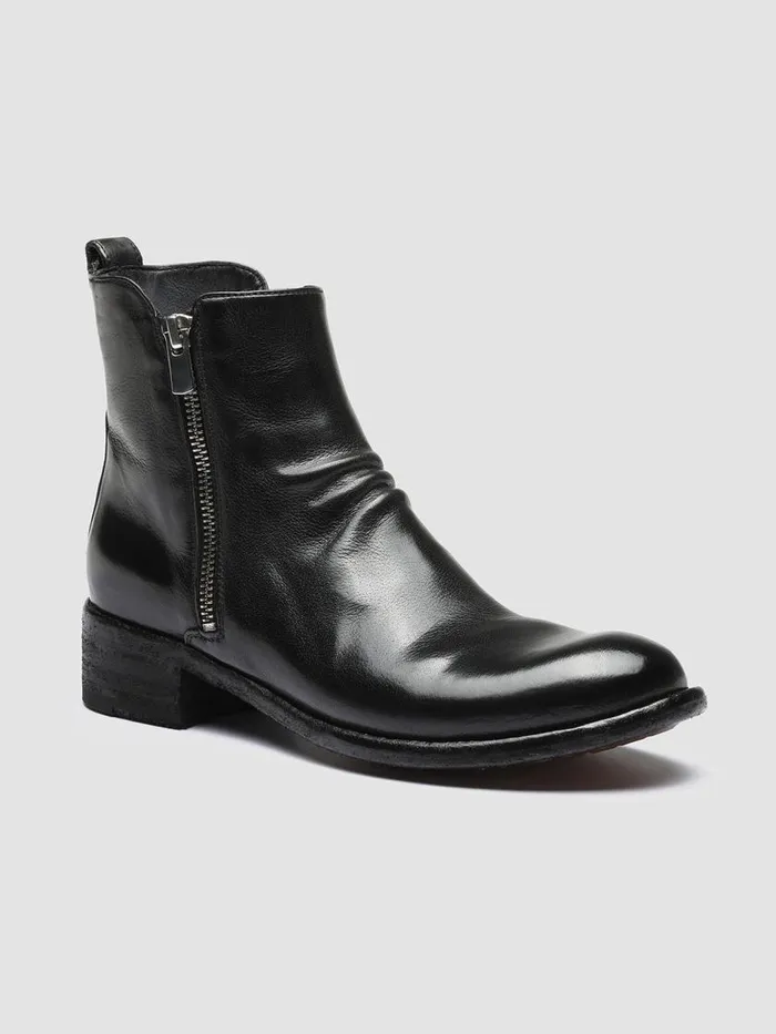 Officine Creative Boots and Booties LISON 040 Nero Black Zipped Leather Ankle Boots 8211 Women Officine Creative Boots and Booties LISON 040 Nero Black Zipped Leather Ankle Boots 8211 Women