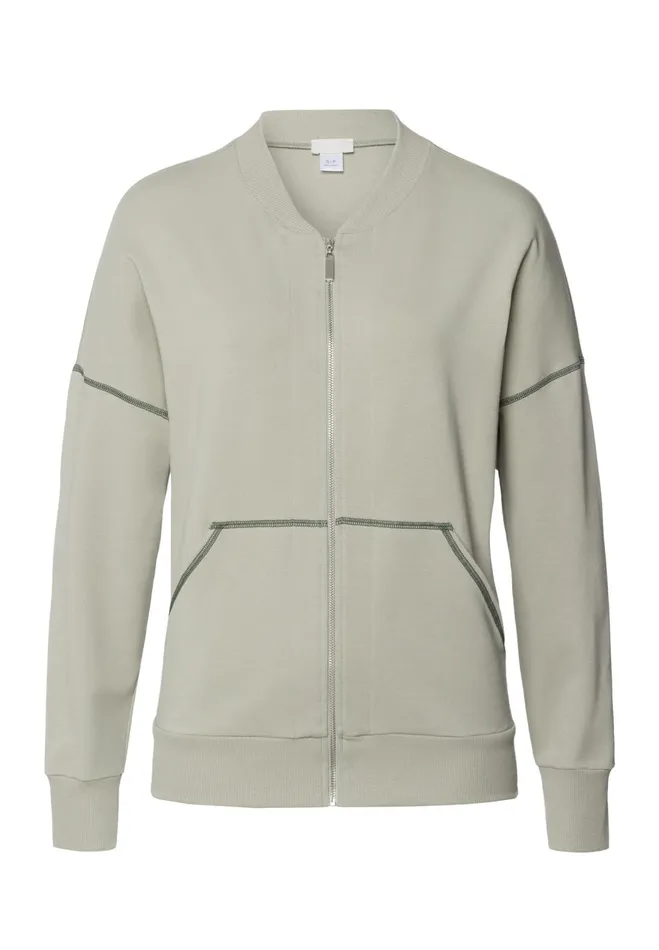 Organic Cotton ZipUp Jacket Crystal Green Women HANRO Jackets and Cardigans