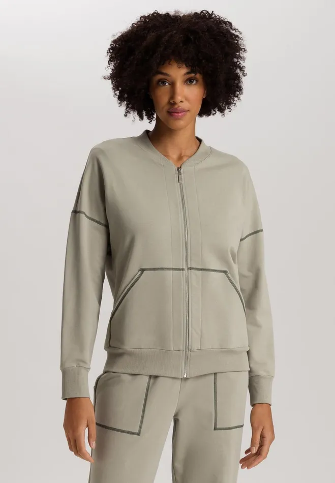 Organic Cotton ZipUp Jacket Crystal Green Women HANRO Jackets and Cardigans
