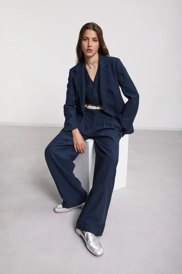 Ottod039Ame Linen Jacket Made With A Twofabric Women Blazers and Jackets