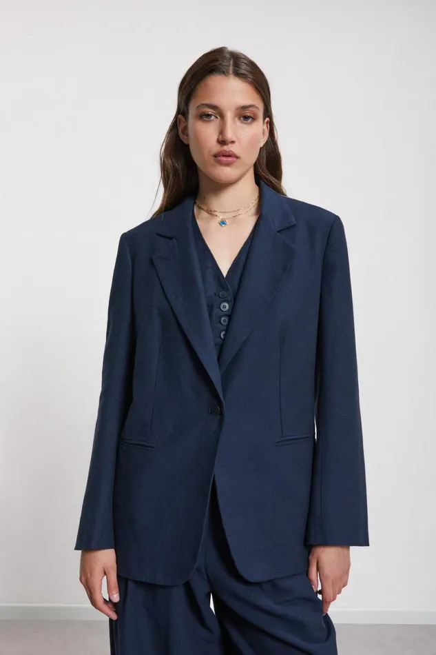 Ottod039Ame Linen Jacket Made With A Twofabric Women Blazers and Jackets