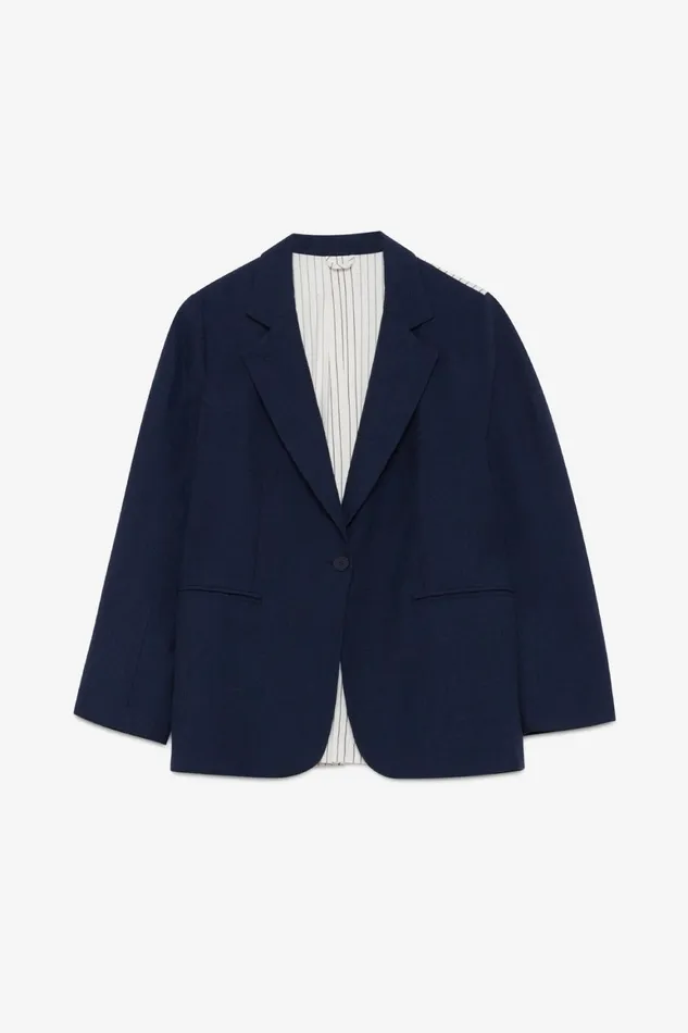 Ottod039Ame Linen Jacket Made With A Twofabric Women Blazers and Jackets