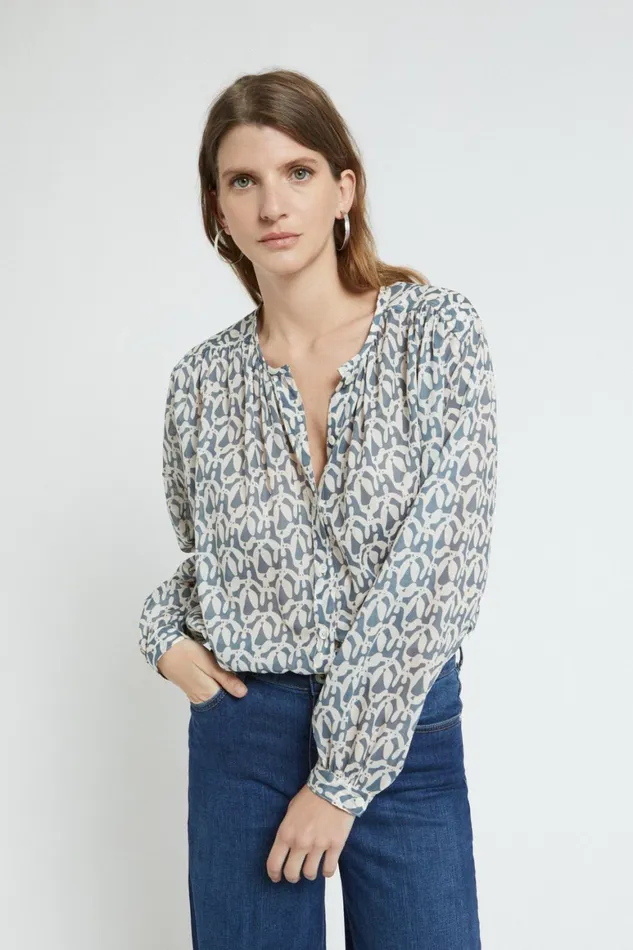 Ottod039Ame Printed Cotton Shirt Women Shirts and Blouses