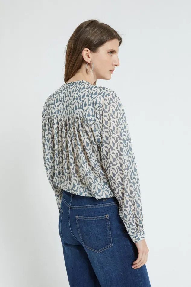 Ottod039Ame Printed Cotton Shirt Women Shirts and Blouses
