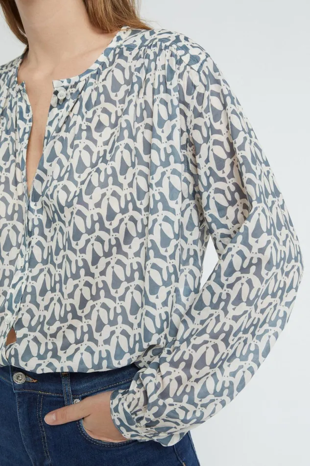 Ottod039Ame Printed Cotton Shirt Women Shirts and Blouses