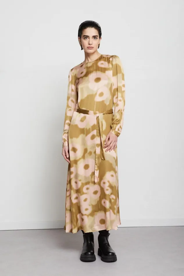 Ottod039Ame Printed Viscose Dress With Belt Women Dresses