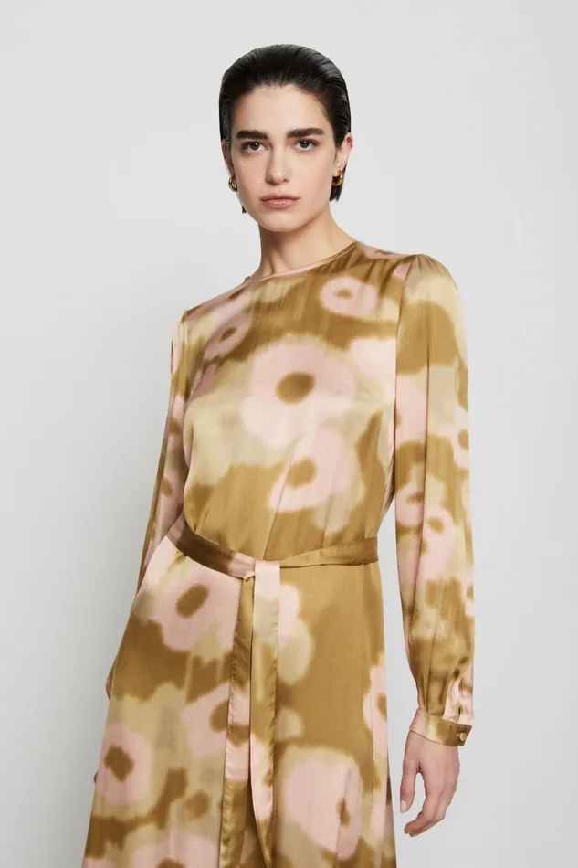 Ottod039Ame Printed Viscose Dress With Belt Women Dresses