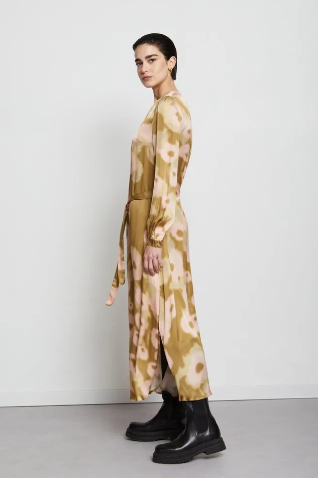 Ottod039Ame Printed Viscose Dress With Belt Women Dresses
