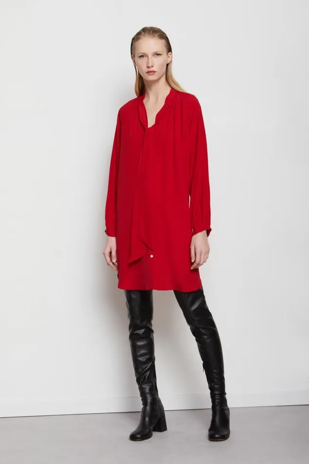 Ottod039Ame Silkblend Dress With Scarf Neck Women Dresses