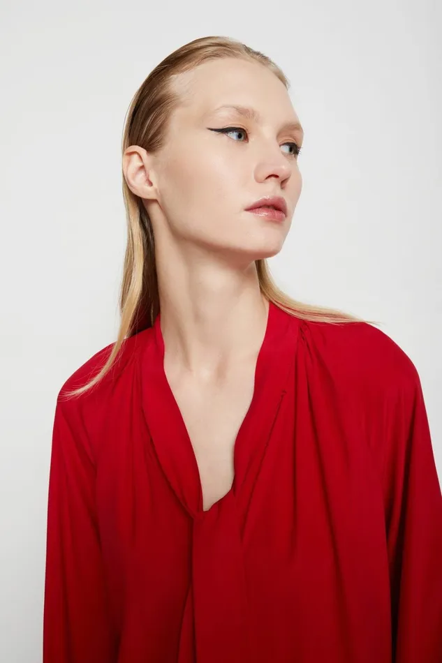 Ottod039Ame Silkblend Dress With Scarf Neck Women Dresses