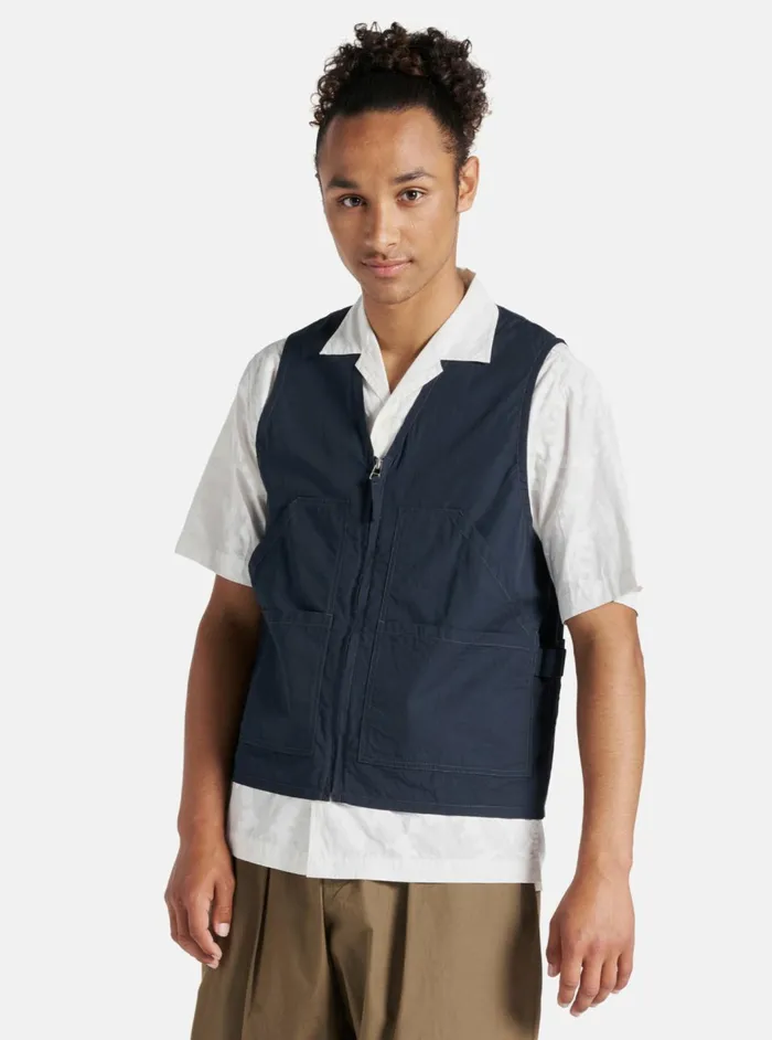 Painters Gilet In Navy Broad Cloth Men Universal Works Waistcoats and Gilets