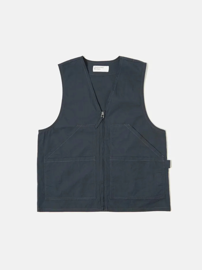 Painters Gilet In Navy Broad Cloth Men Universal Works Waistcoats and Gilets