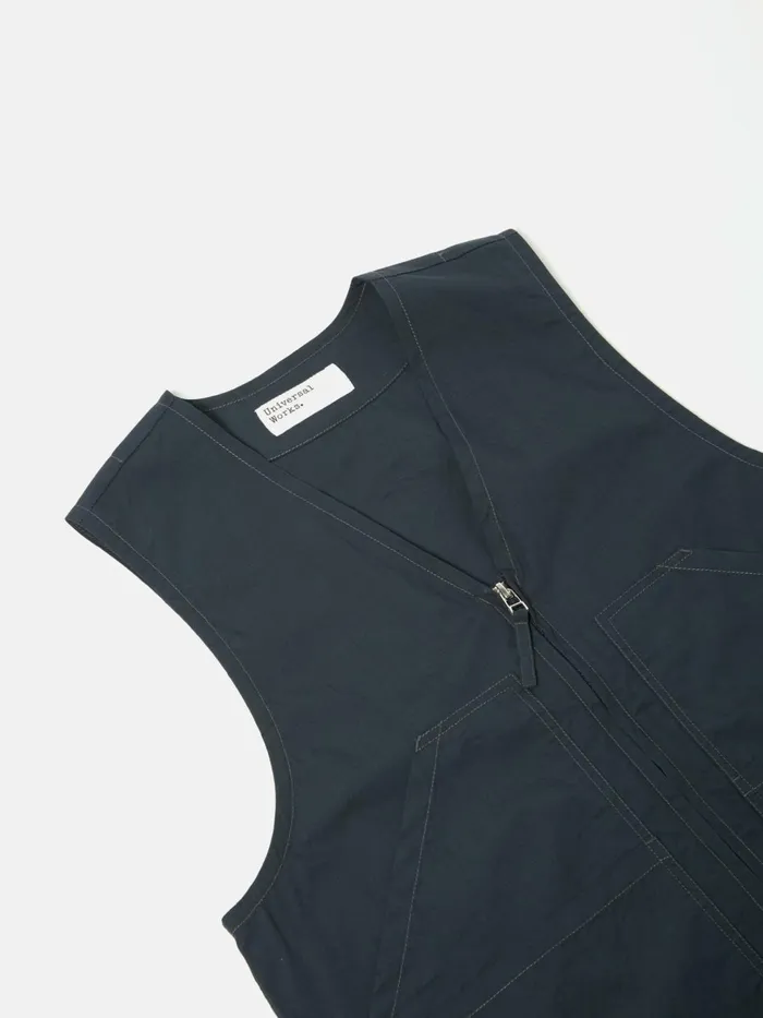 Painters Gilet In Navy Broad Cloth Men Universal Works Waistcoats and Gilets