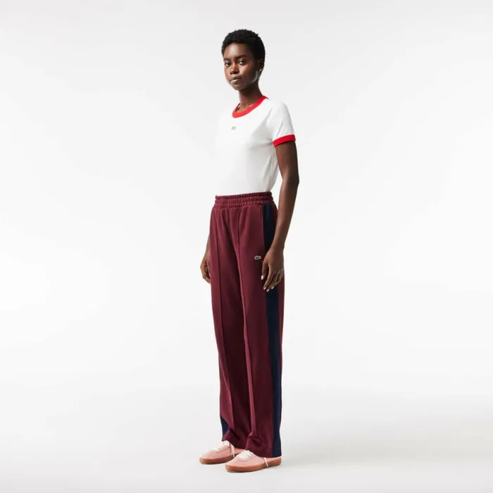 Pants and Leggings Women Lacoste Women039s Paris Colorblock Cotton Sweatpants Bordeaux Navy Blue Lgi