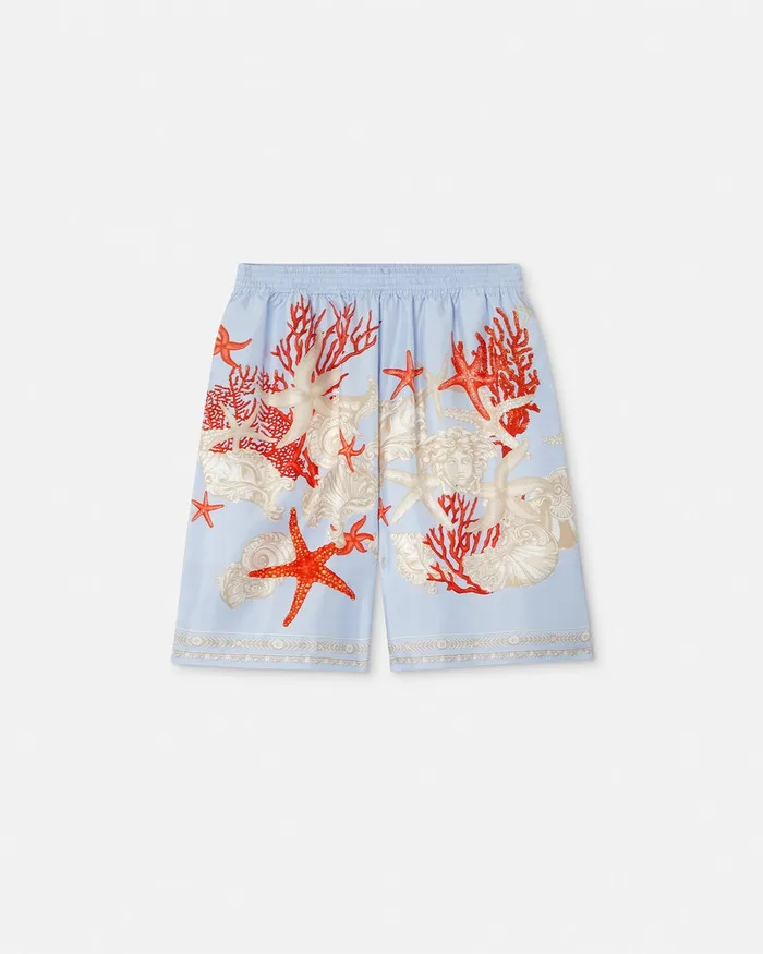 Pants and Shorts Men Versace Barocco Sea Silk Shorts Blueprint