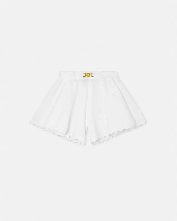 Pants and Skirts Kids Versace Embroidered Sangallo Baby Shorts White
