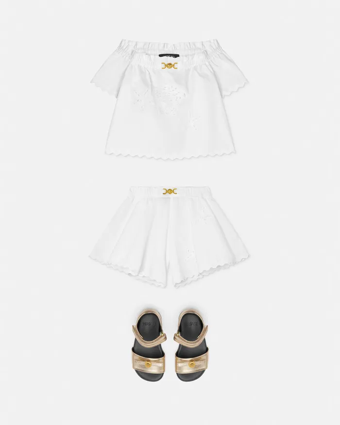Pants and Skirts Kids Versace Embroidered Sangallo Baby Shorts White