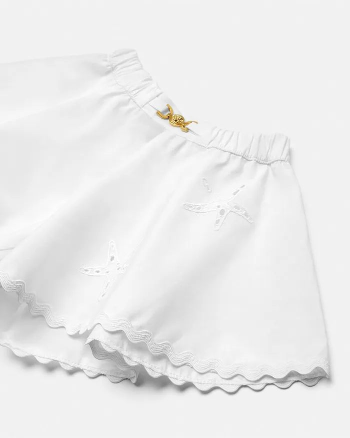 Pants and Skirts Kids Versace Embroidered Sangallo Baby Shorts White