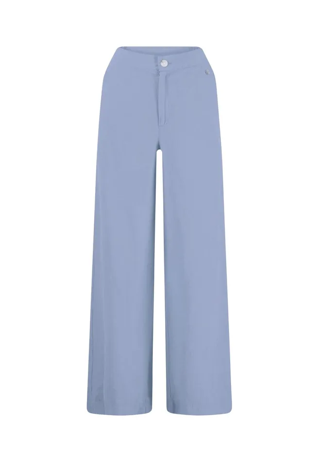 Pants Women FYNCHHATTON Pants Made Of Linen Mix With Lock Button Summer Redwhitesandlight Blue