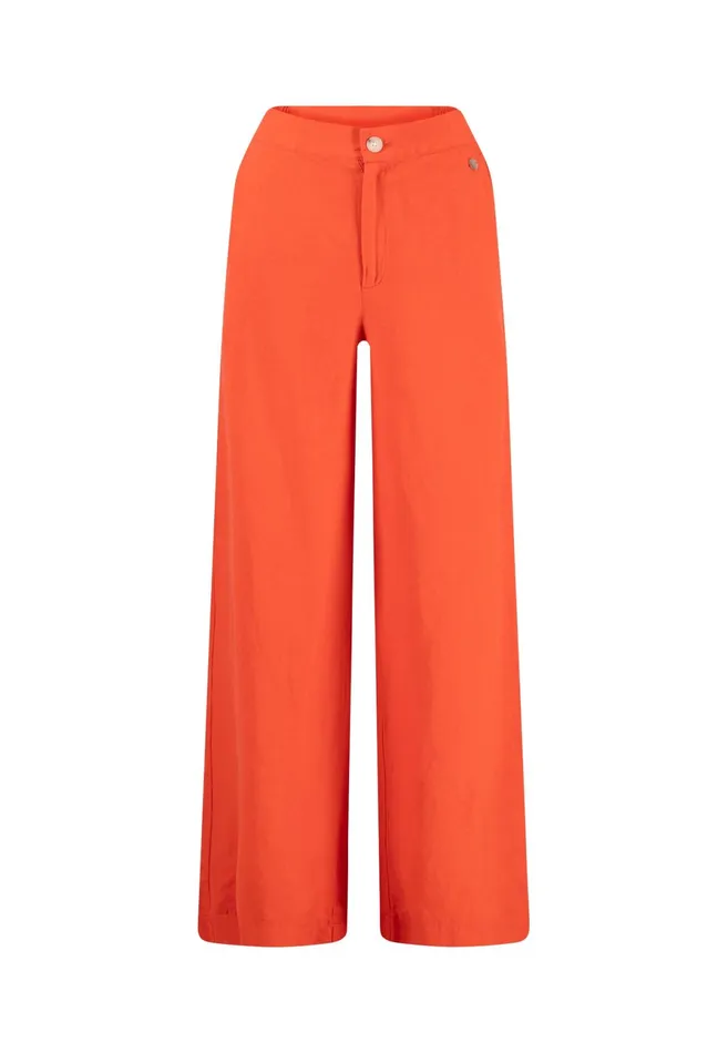 Pants Women FYNCHHATTON Pants Made Of Linen Mix With Lock Button Summer Redwhitesandlight Blue