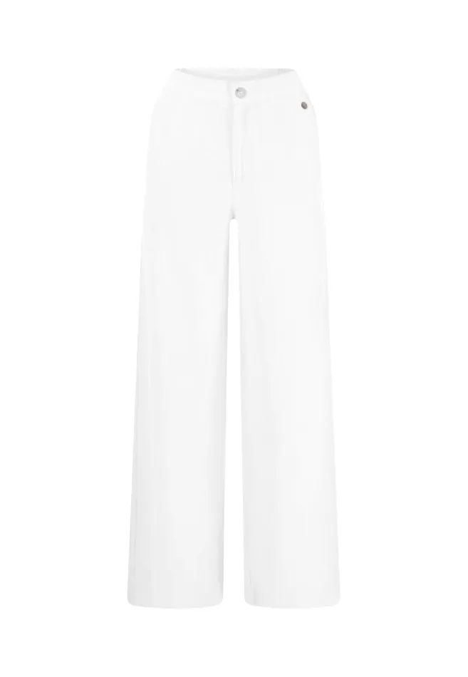 Pants Women FYNCHHATTON Pants Made Of Linen Mix With Lock Button Summer Redwhitesandlight Blue