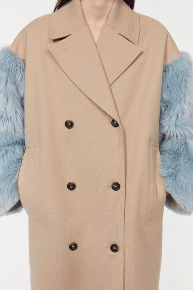 Peaches Patchwork Coat Beige Women Rodebjer Outerwear