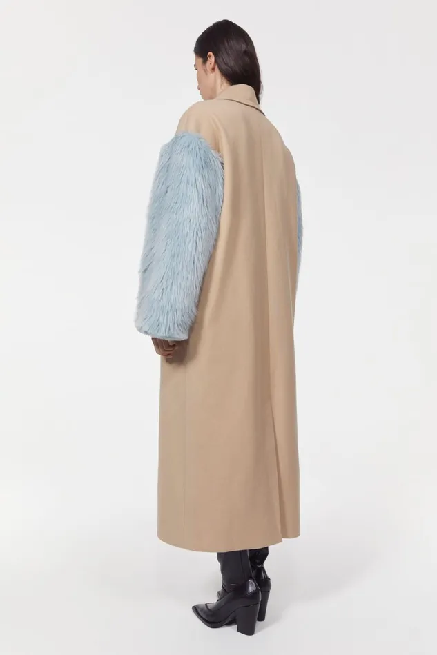 Peaches Patchwork Coat Beige Women Rodebjer Outerwear