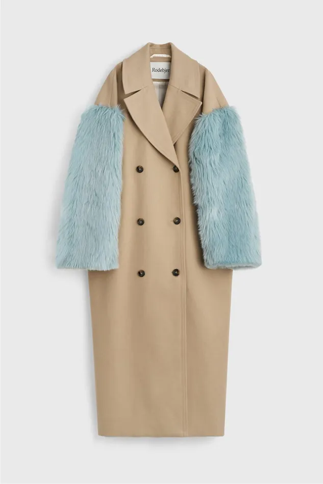 Peaches Patchwork Coat Beige Women Rodebjer Outerwear