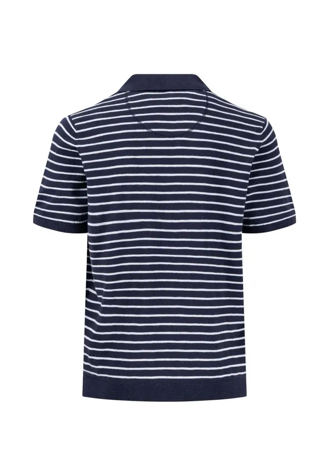 Polo Shirt Men FYNCHHATTON Polo Shirt CasualFit With Strip Look Navynew Offwhite