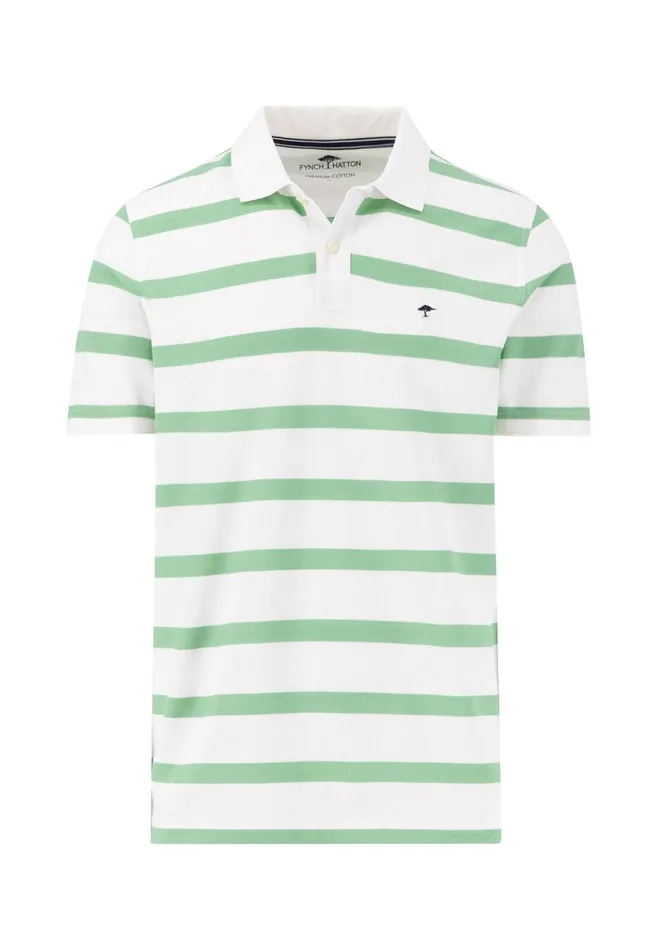 Polo Shirt Men FYNCHHATTON Polo Shirt Made Of Cotton With Stripes Peenavyturf Green