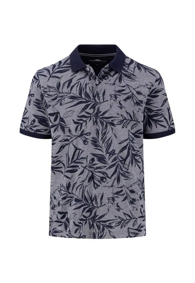Polo Shirt Men FYNCHHATTON Polo Shirt With Botanical Print Navysummer Breezeturf Green Polo Shirt Men FYNCHHATTON Polo Shirt With Botanical Print Navysummer Breezeturf Green