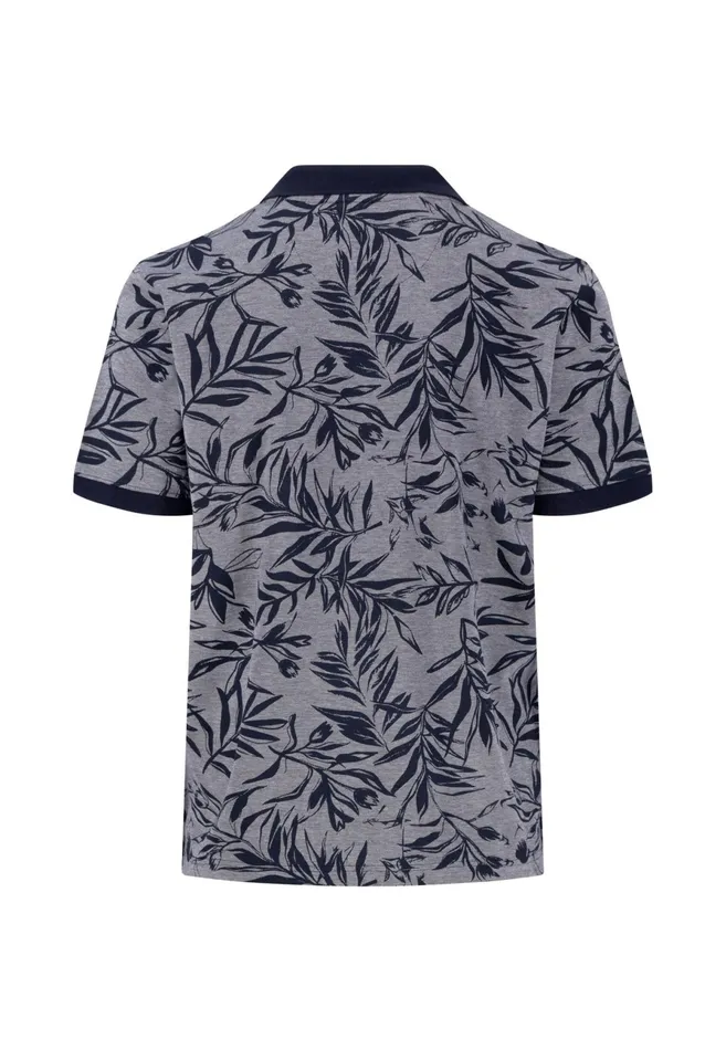 Polo Shirt Men FYNCHHATTON Polo Shirt With Botanical Print Navysummer Breezeturf Green