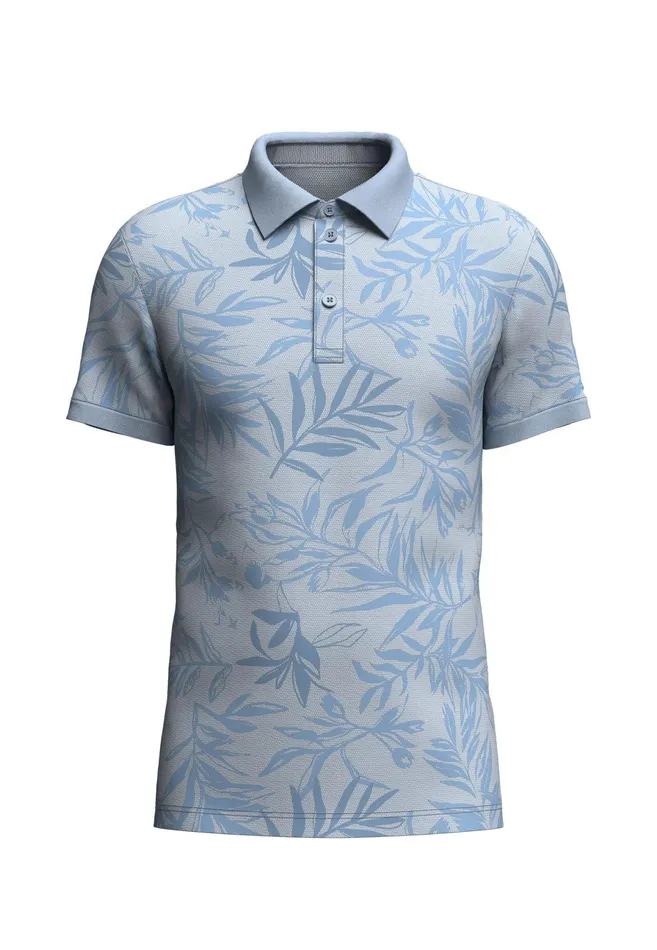 Polo Shirt Men FYNCHHATTON Polo Shirt With Botanical Print Navysummer Breezeturf Green