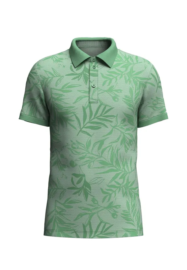 Polo Shirt Men FYNCHHATTON Polo Shirt With Botanical Print Navysummer Breezeturf Green