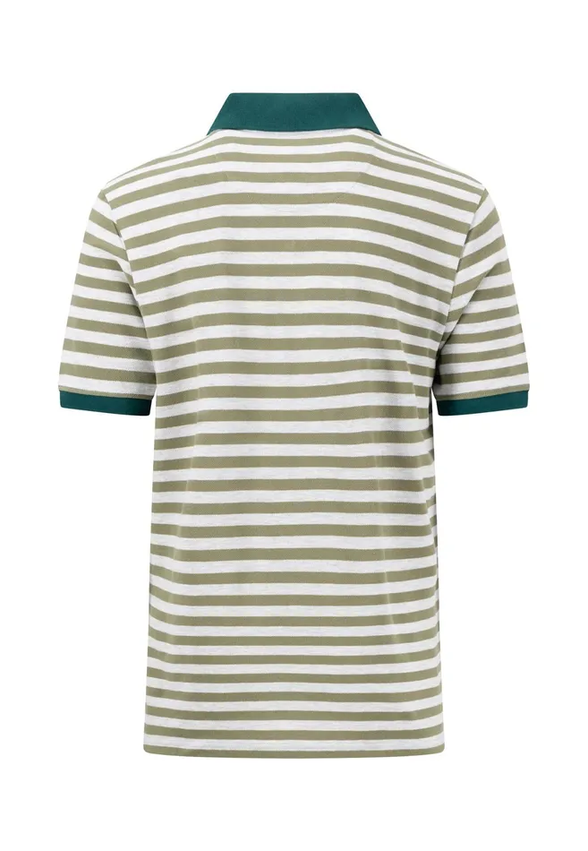 Polo Shirt Men FYNCHHATTON Striped Polo Shirt With Contrast Details Vibrant Bluerustnavylight Khaki