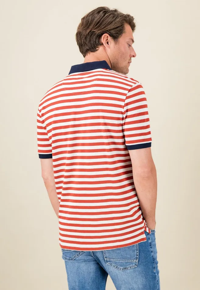 Polo Shirt Men FYNCHHATTON Striped Polo Shirt With Contrast Details Vibrant Bluerustnavylight Khaki