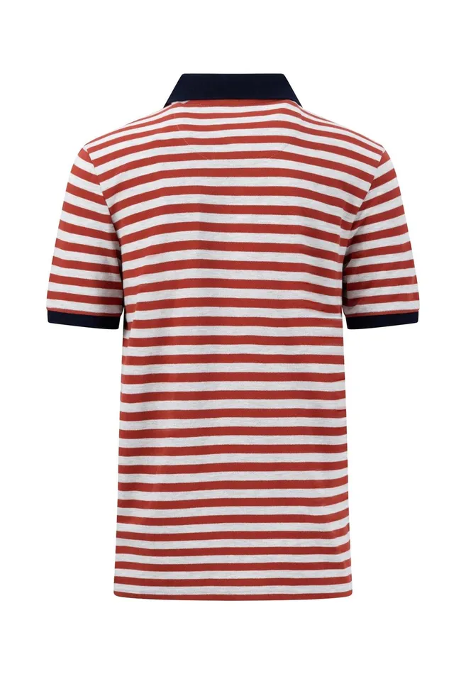 Polo Shirt Men FYNCHHATTON Striped Polo Shirt With Contrast Details Vibrant Bluerustnavylight Khaki