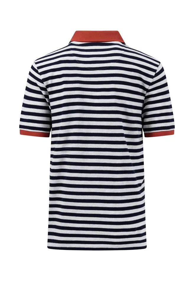 Polo Shirt Men FYNCHHATTON Striped Polo Shirt With Contrast Details Vibrant Bluerustnavylight Khaki