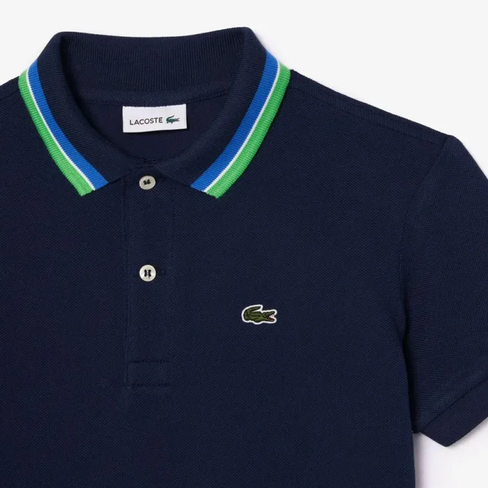 Polos Kids Lacoste Kids039 Multicolor Collar Cotton Petit Piqu Polo Navy Blue Blue White Green Ih9