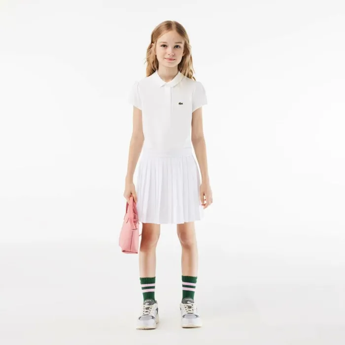 Polos Kids Lacoste Kids039 Scalloped Collar Mini Piqu Polo White 001