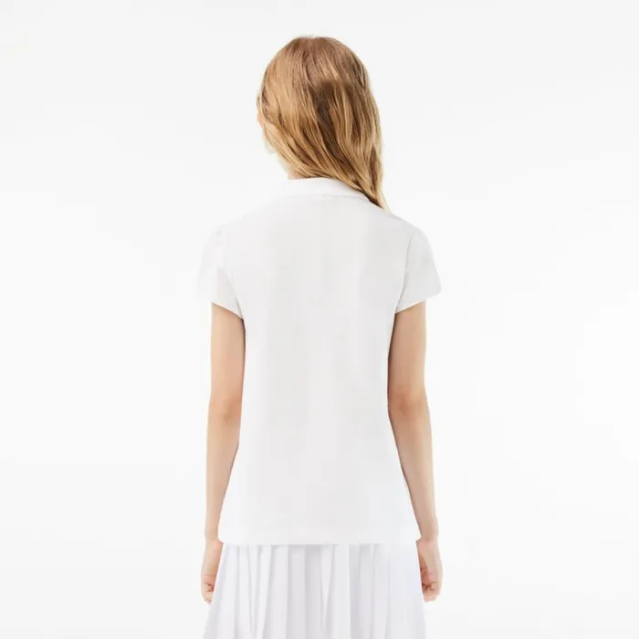 Polos Kids Lacoste Kids039 Scalloped Collar Mini Piqu Polo White 001