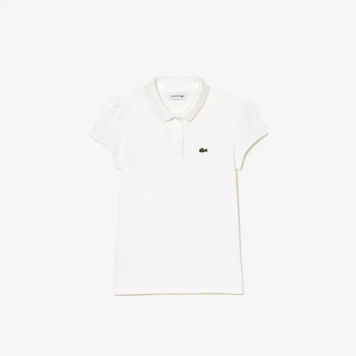 Polos Kids Lacoste Kids039 Scalloped Collar Mini Piqu Polo White 001