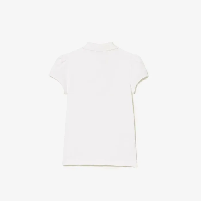 Polos Kids Lacoste Kids039 Scalloped Collar Mini Piqu Polo White 001